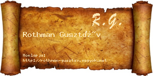 Rothman Gusztáv névjegykártya